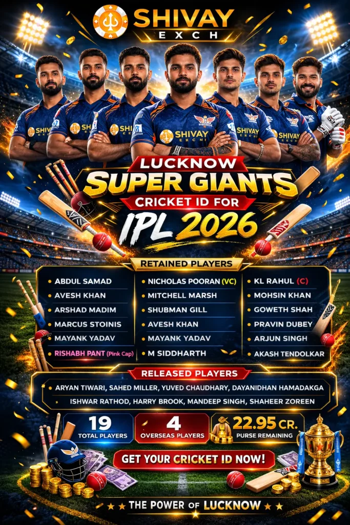 Lucknow Super Giants Cricket ID for IP 2026