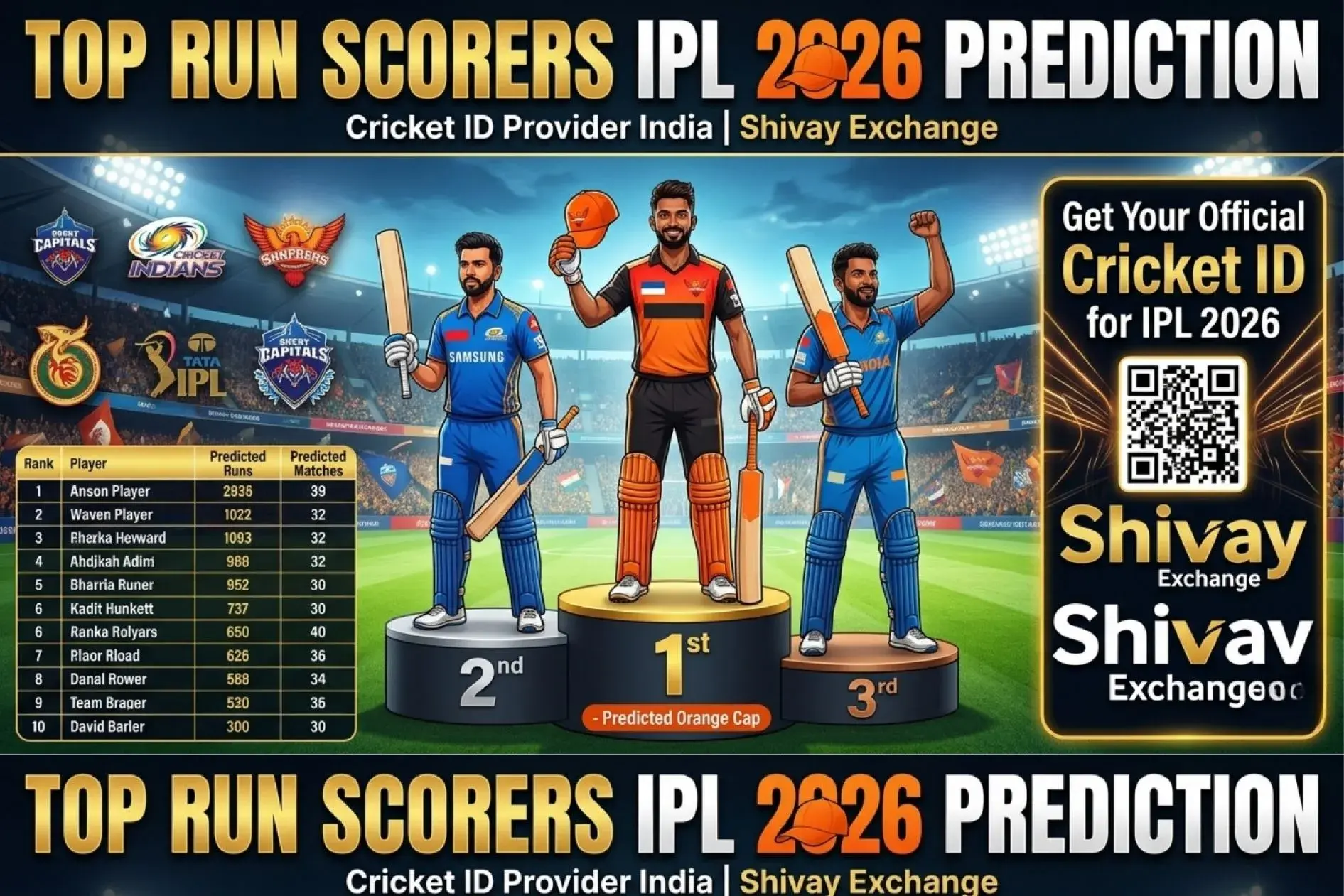 Top Run Scorers IPL 2026 Prediction