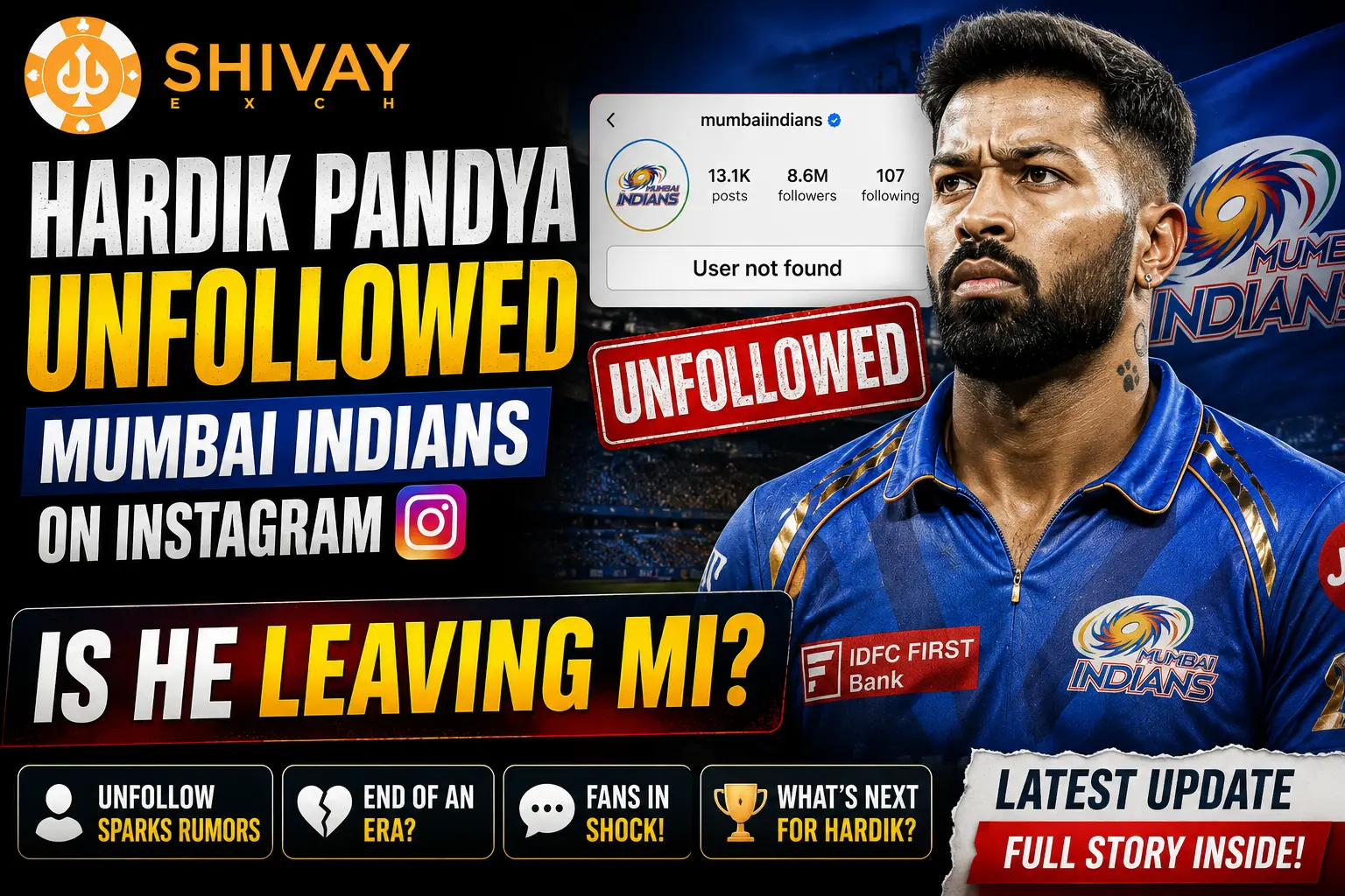 Hardik Pandya Unfollowed Mumbai Indians on Instagram