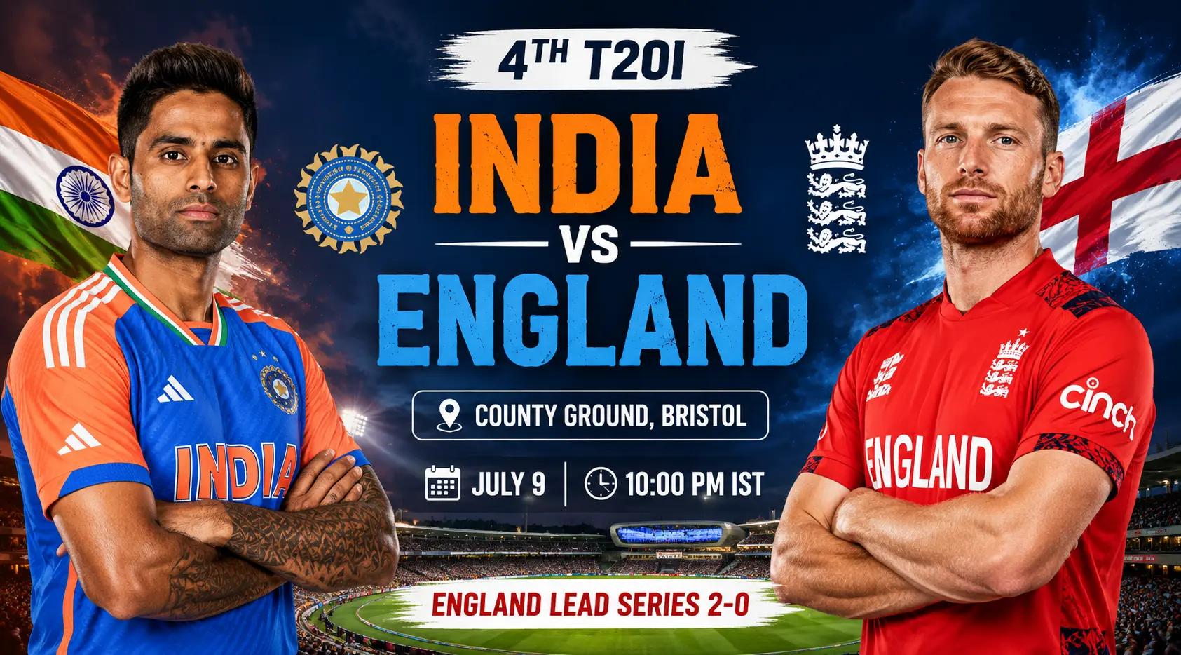 India vs England 4th T20I Bristol County Ground Get Cricket Betting ID from Shivay Exchange India